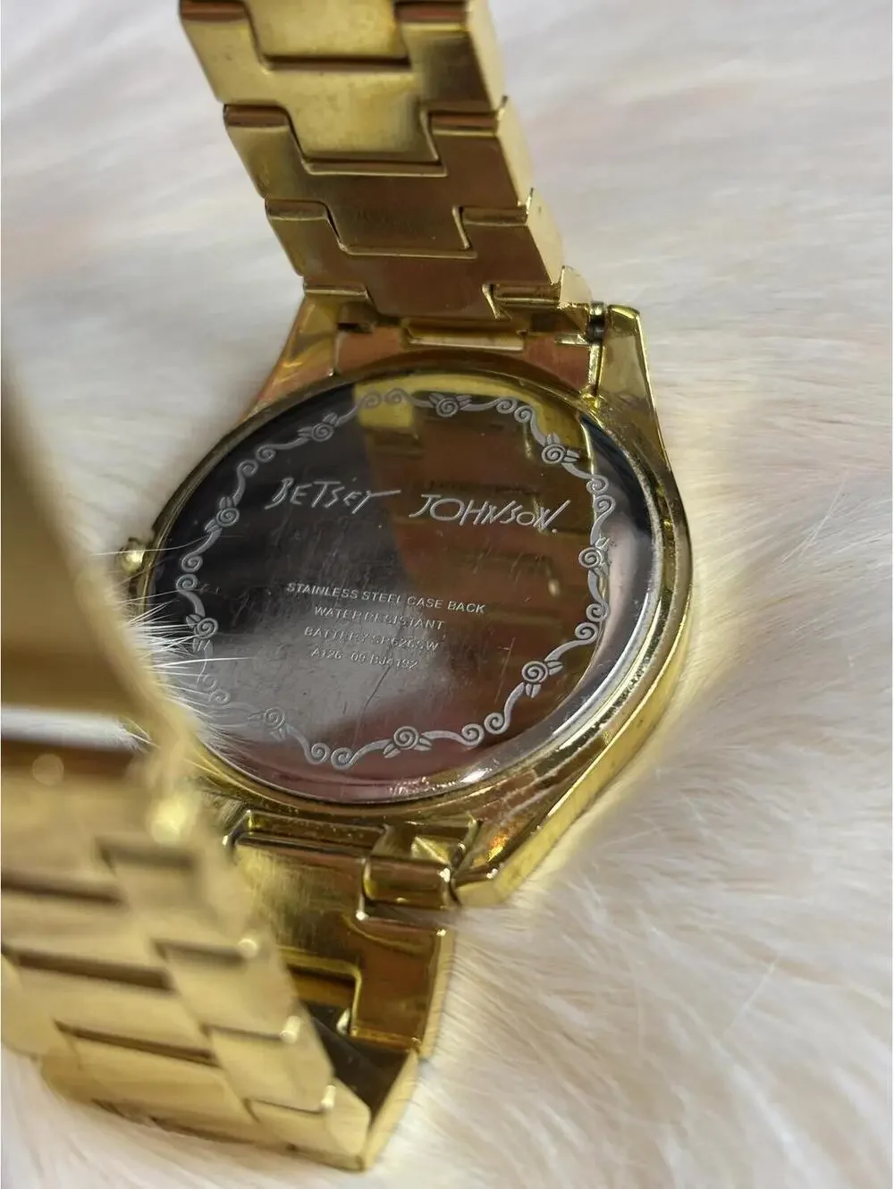Betsey Johnson Gold Tone Crystal Accent Watch Size 7